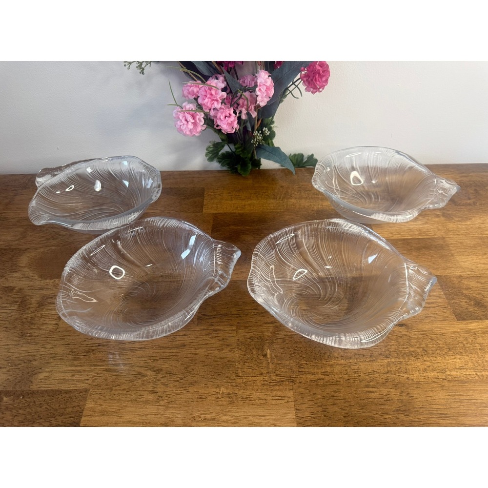 Villeroy & Boch Crystal Swirl Shell Bowls Set MCM Frosted Glass Serving Bowls